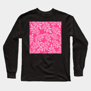 Hedgerow ferns in white on bright pink. Long Sleeve T-Shirt